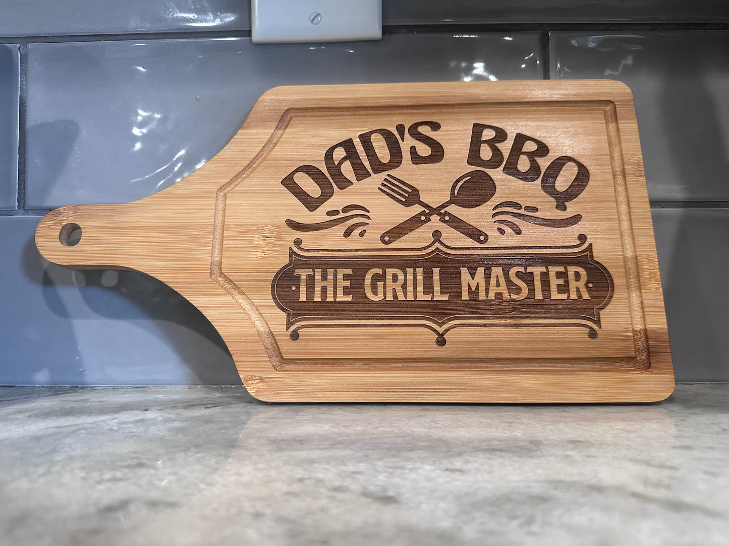 Dad’s BBQ The Grill Master Bamboo Cutting Board 13"x7"